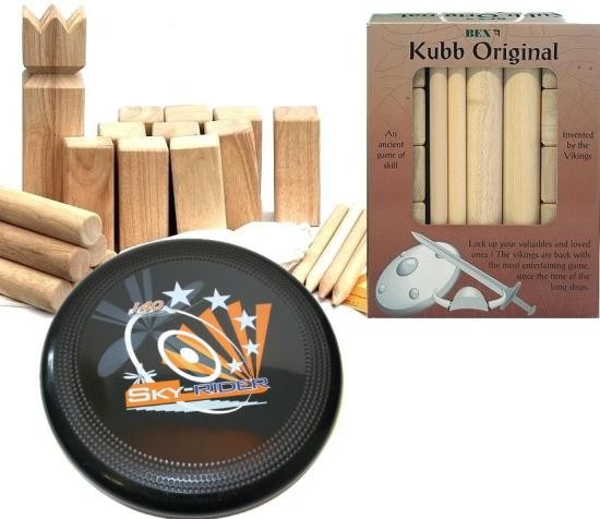 KUBB das ORIGINAL aus Schweden aus Gummibaum 100g Wurfscheibe Skyrider